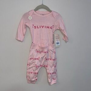 Paris Hilton Sliving Baby Girl Pink Matching Set 3-6 Months